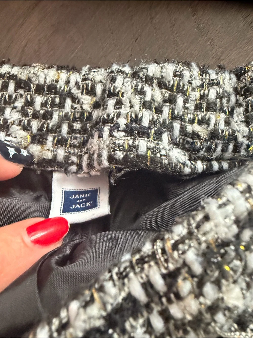 Janie and Jack Black and Gray Tweed Jacket with Gold Threading
